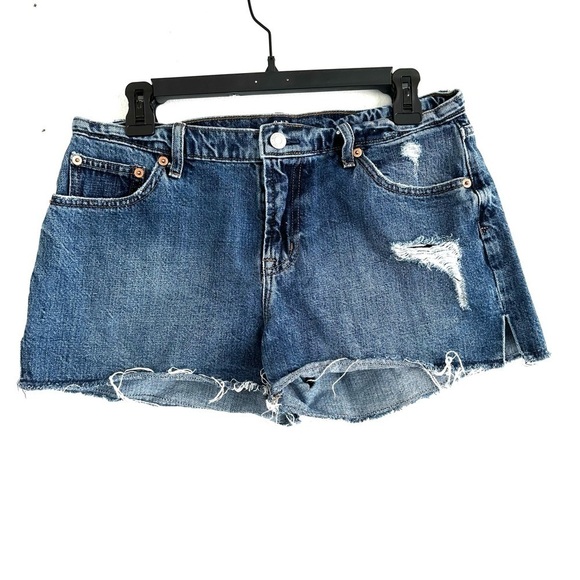 Gap Cutoff Fringe Hem Distressed Slit Sides Denim Shorts size 28 - Picture 1 of 5